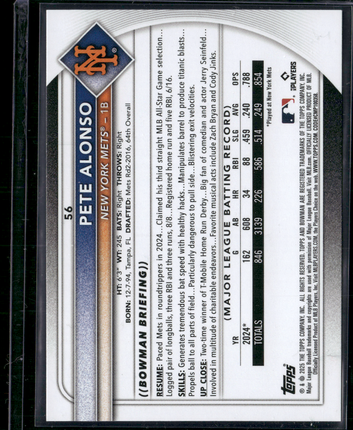 2025 Bowman PETE ALONSO #56