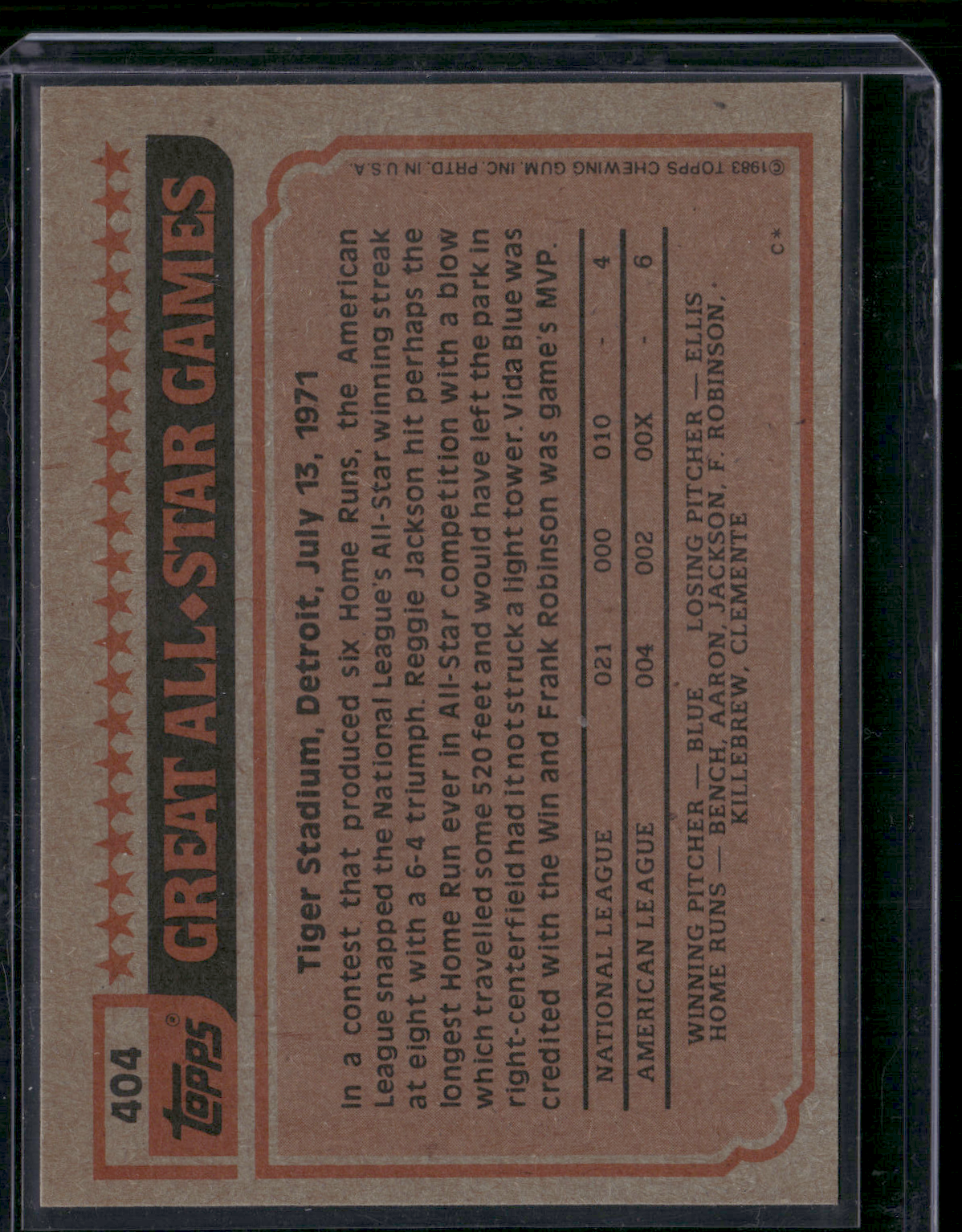 1983 Topps GARY CARTER #404 All Star (NM)