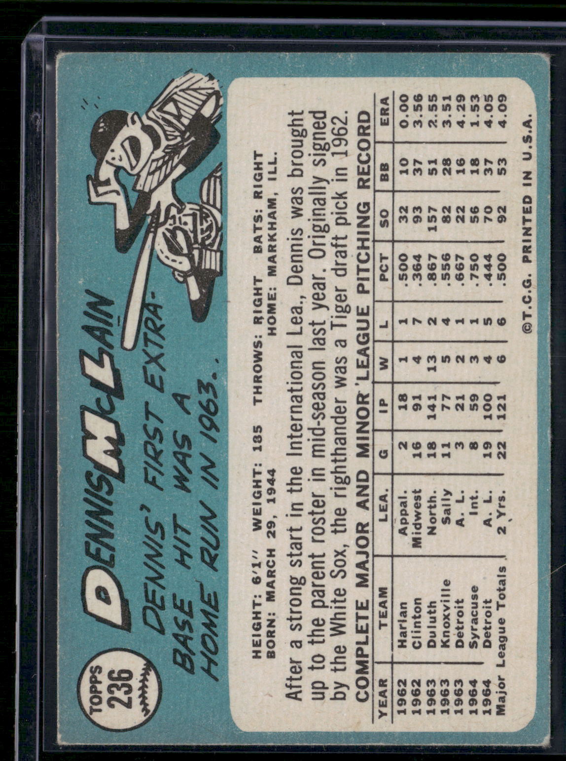 1965 Topps DENNIS MCLAIN #236 (VG/EX)
