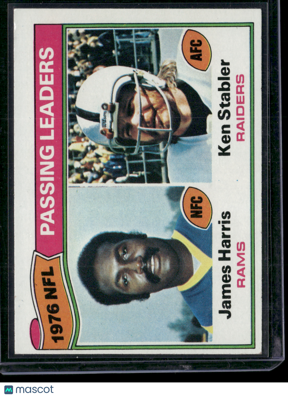 1977 Topps KEN STABLER/JAMES HARRIS #1 1976 NFL Passing Leaders (EX)