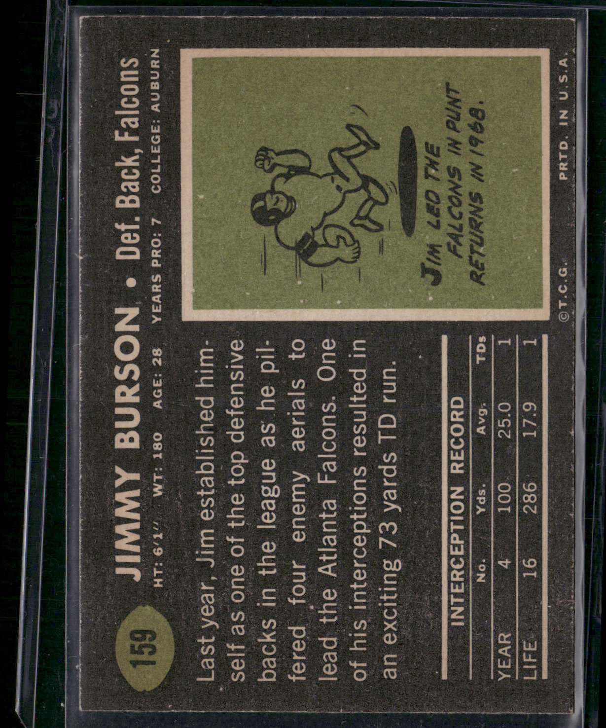1969 Topps JIM BURSON #159 (EX-EX/MT)