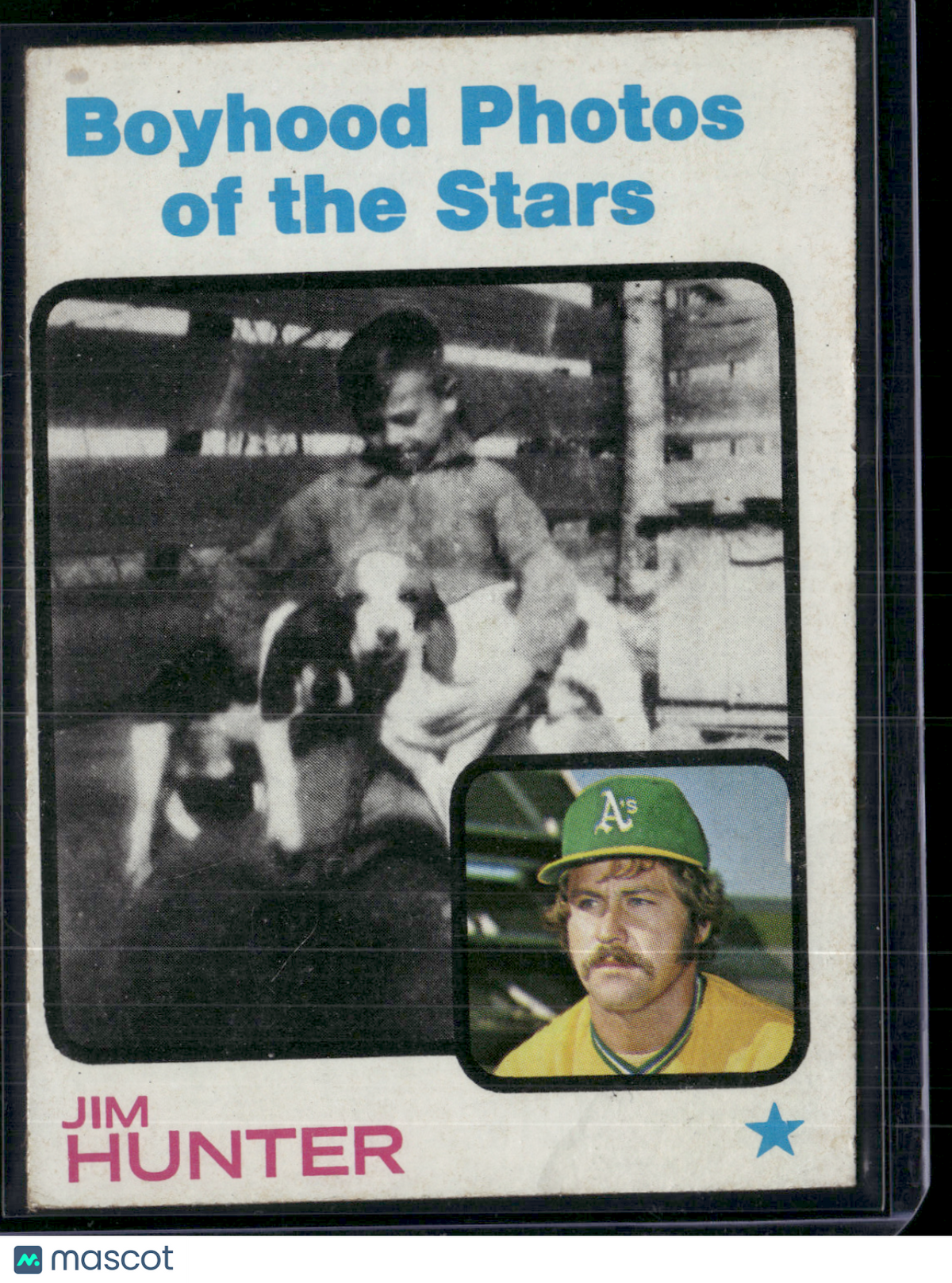 1973 Topps JIM "CATFISH" HUNTER #344 BoyhoodPhotos of The Stars Miscut(VG/EX-EX)