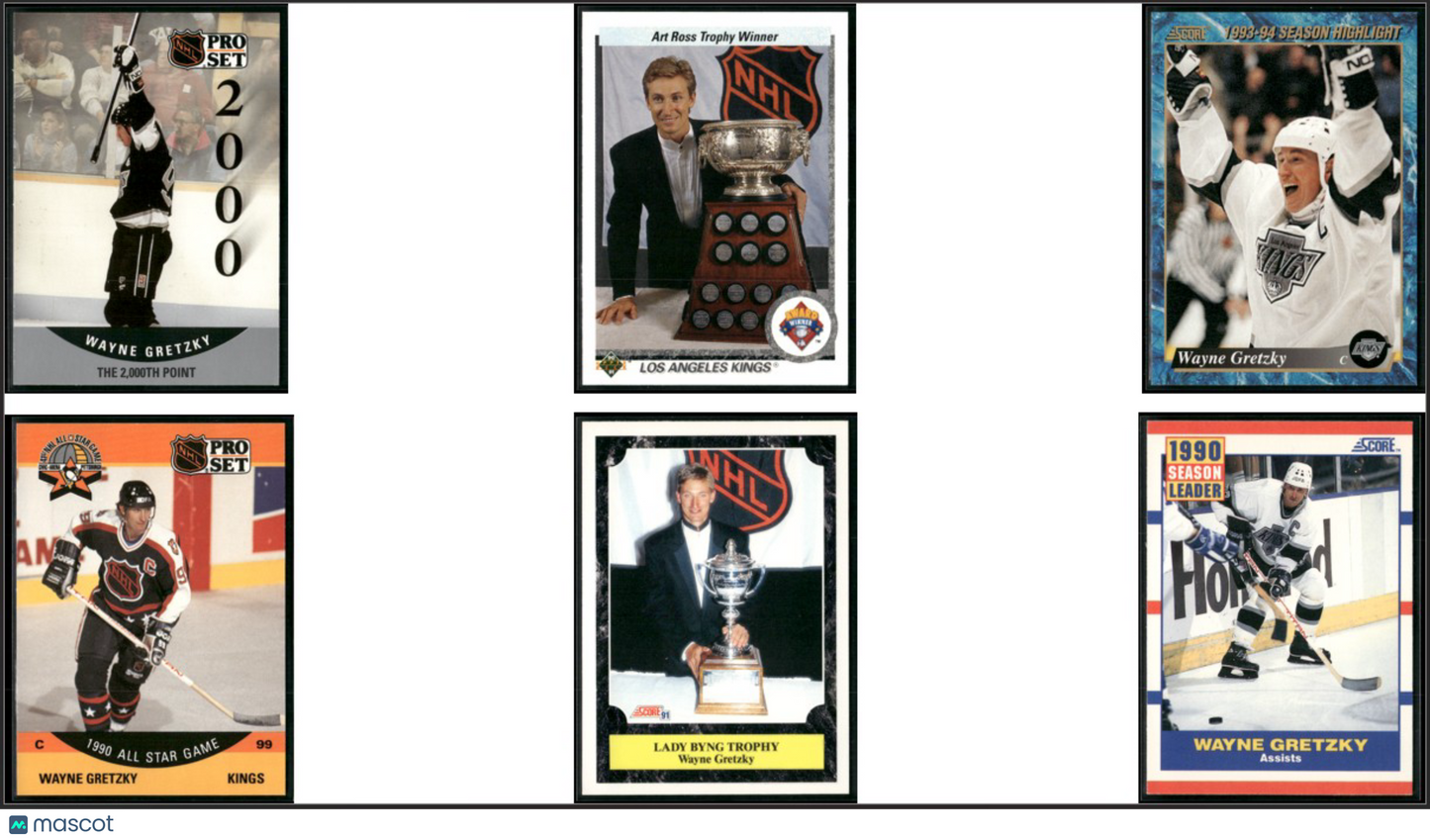 1990 WAYNE GRETZKY 6 - CARDLOT 90 Score 91 Score 93 Score 91 UpperDeck(EX-EX/MT)