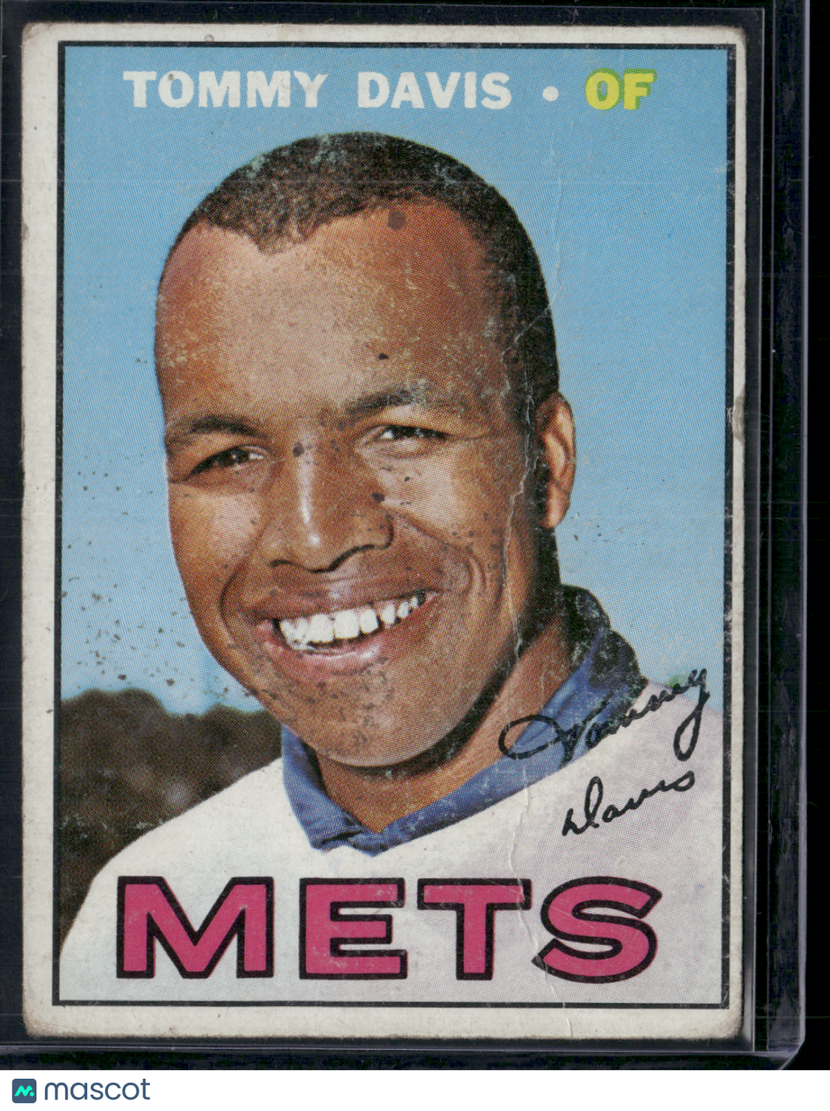 1967 Topps TOMMY DAVIS #370 Wax Stain Wrinkles (VG)