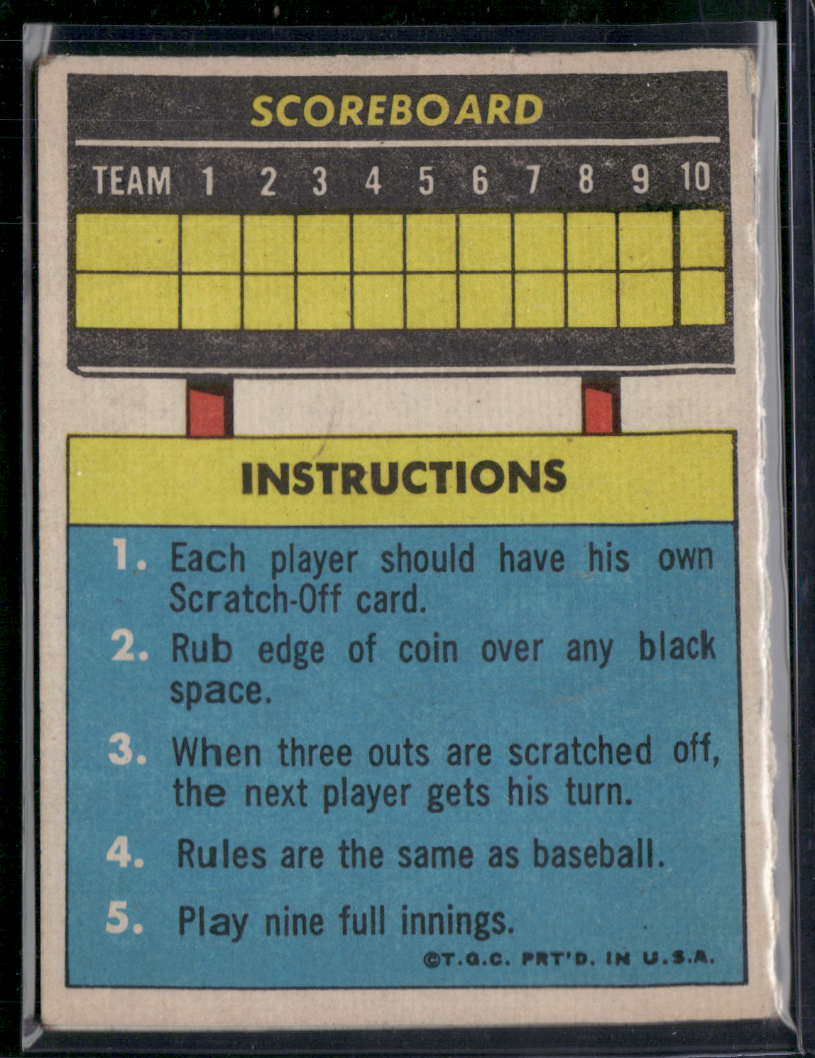 1969 Topps TIM MCCARVER PLAY BASEBALL SCRATCH OFF