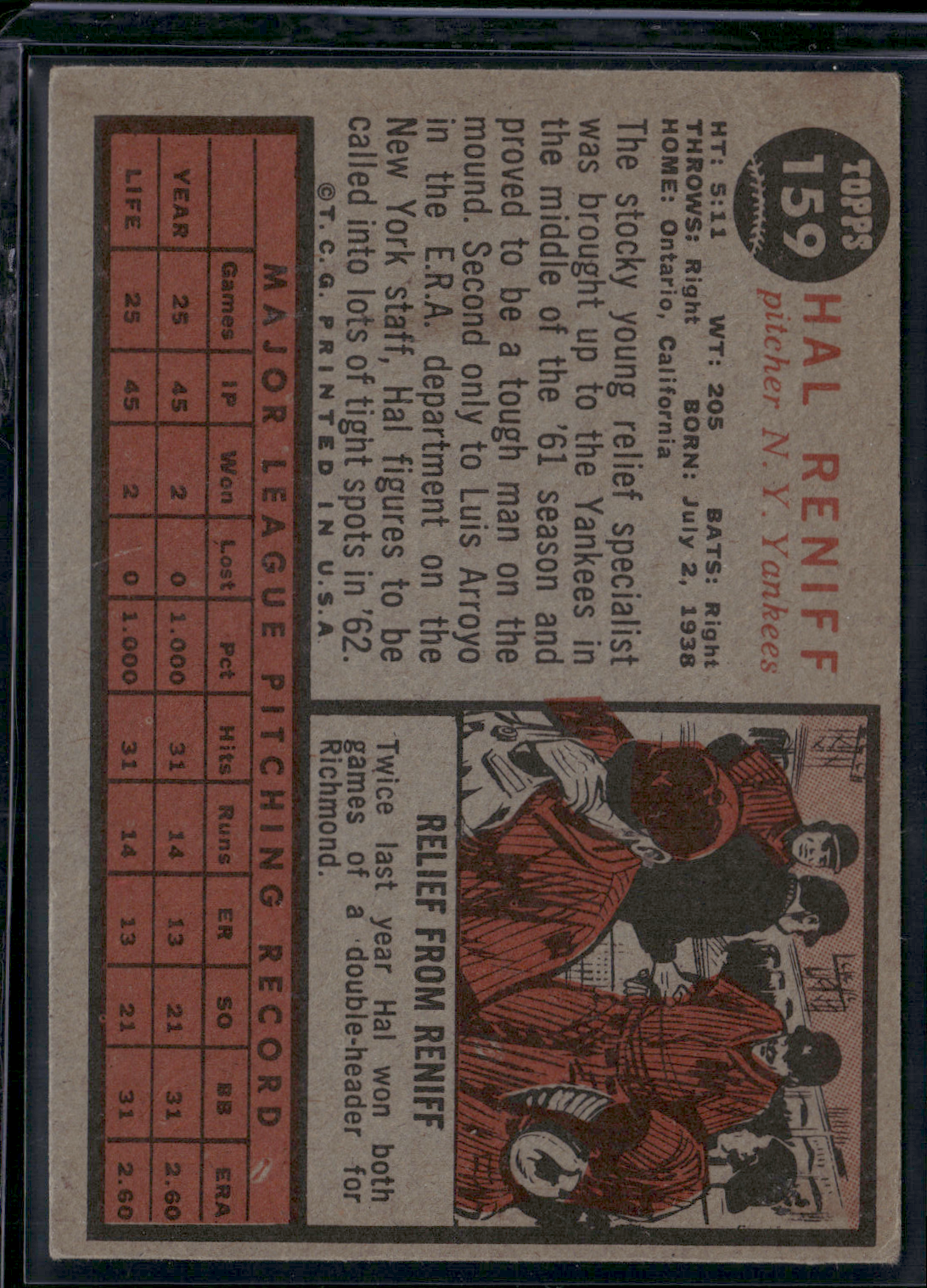 1962 Topps HAL RENIFF #159