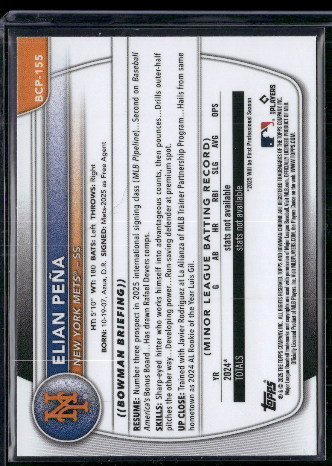 2025 Bowman Chrome Mega ELIAN PENA #BCP-155 Mojo 1st Bowman