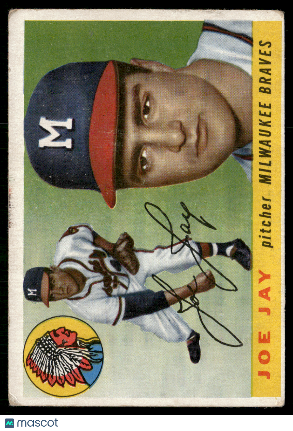 1955 Topps JOE JAY #134 Pencil On Back Light Stain (VG)