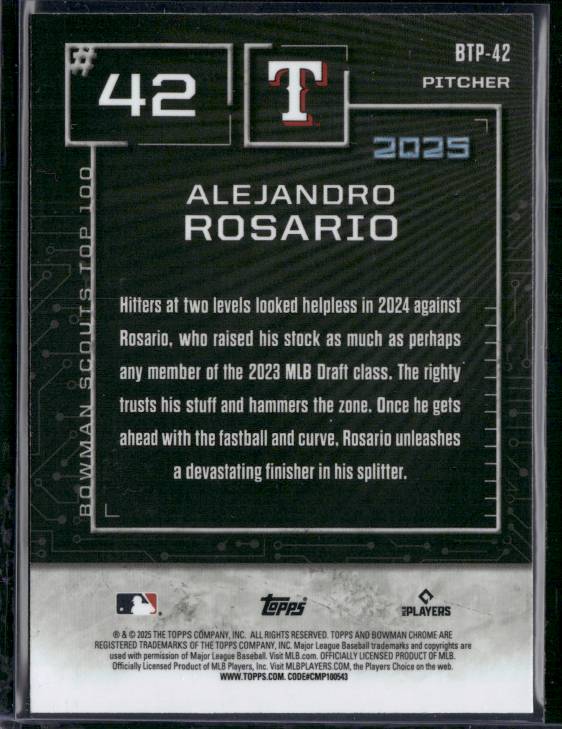 2025 Bowman ALEJANDRO ROSARIO #BTP-42 Top 100 Chrome