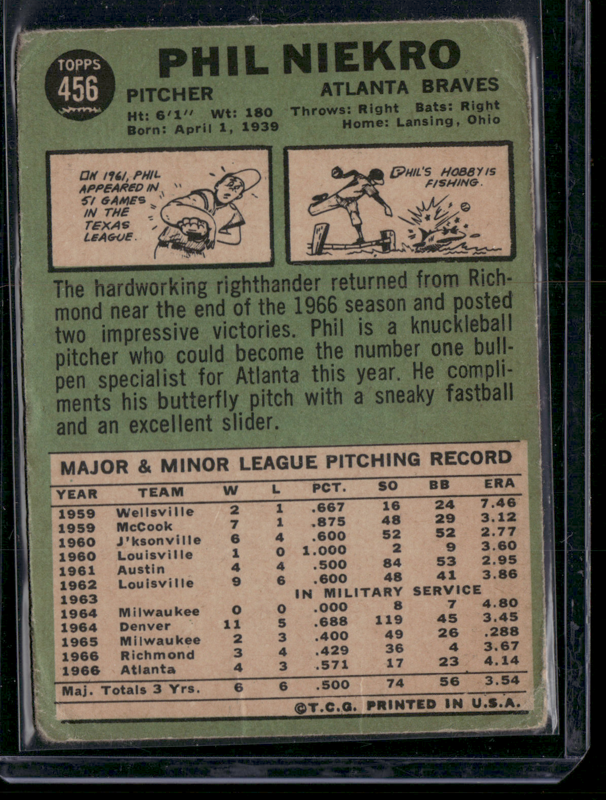 1967 Topps PHIL NIEKRO #456 (Fair)