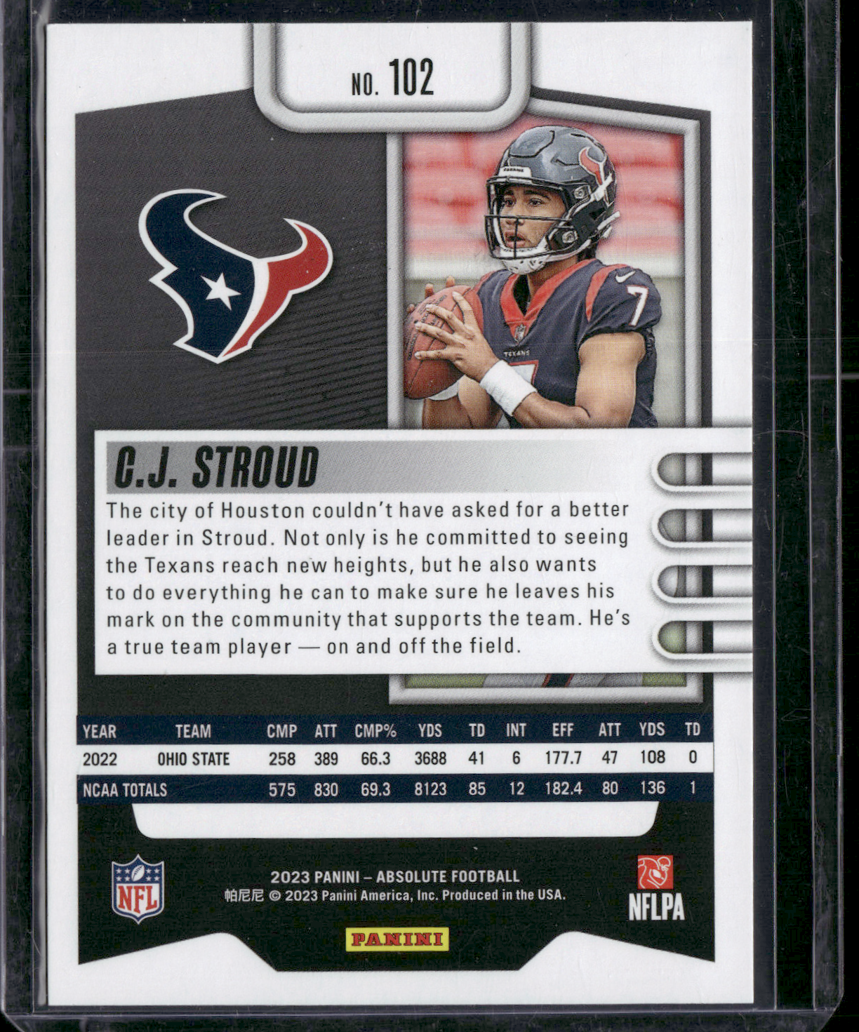 2023 Panini Absolute Football C.J. STROUD #102 Rookie RC