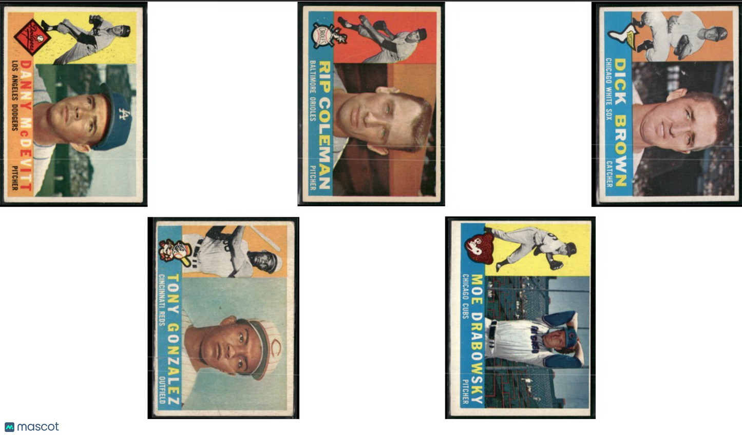1960 Topps 5 ~ CARDLOT Danny McDevitt/Moe Drabowsky (Good-VG)
