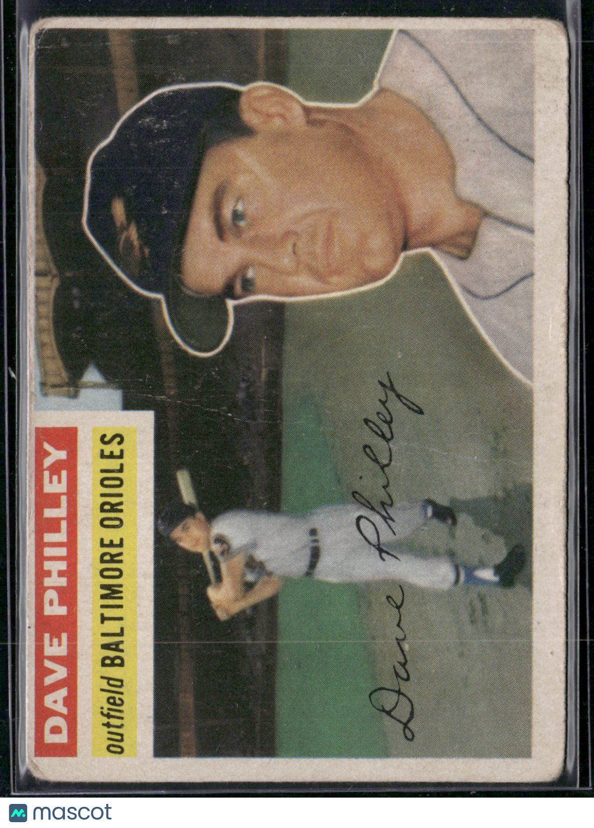 1956 Topps DAVE PHILLEY #222 Wrinkling