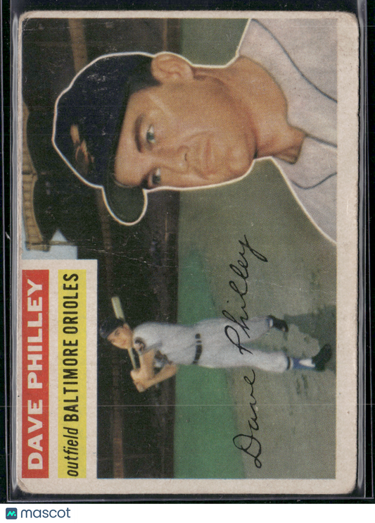 1956 Topps DAVE PHILLEY #222 Wrinkling