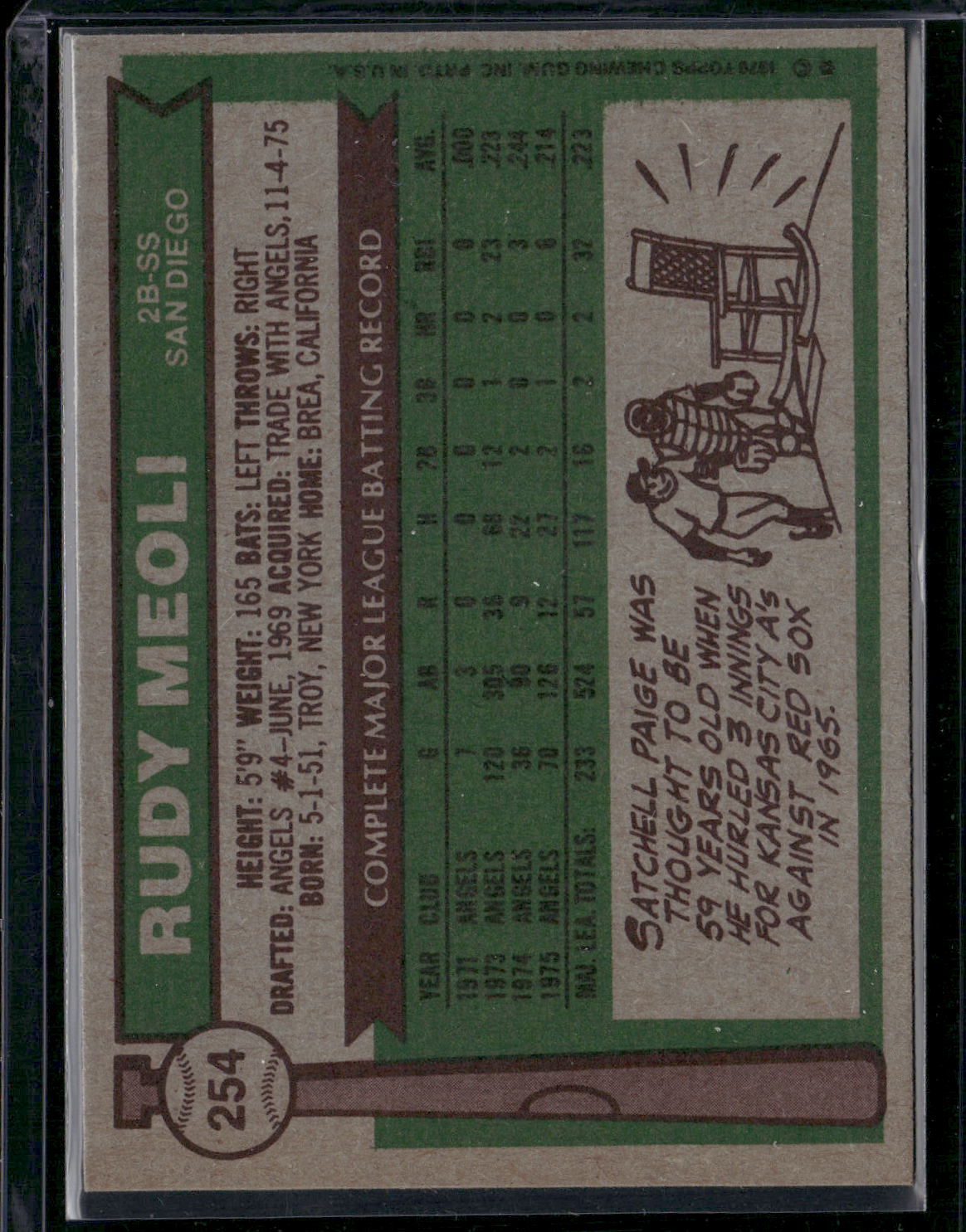 1976 Topps RUDY MEOLI #254 (VG-EX)