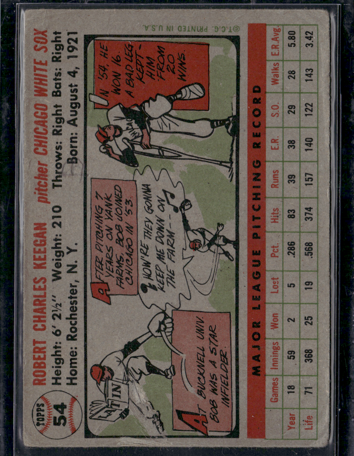 1956 Topps BOB KEEGAN #54