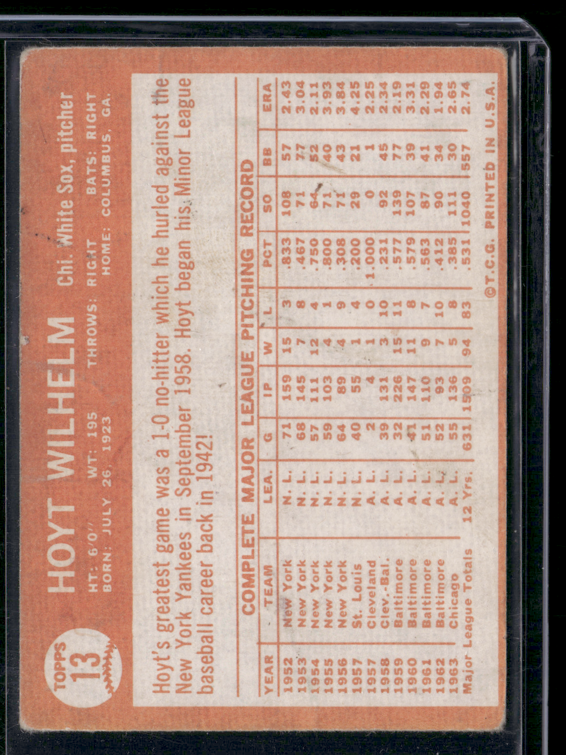 1964 Topps HOYT WILHELM #13
