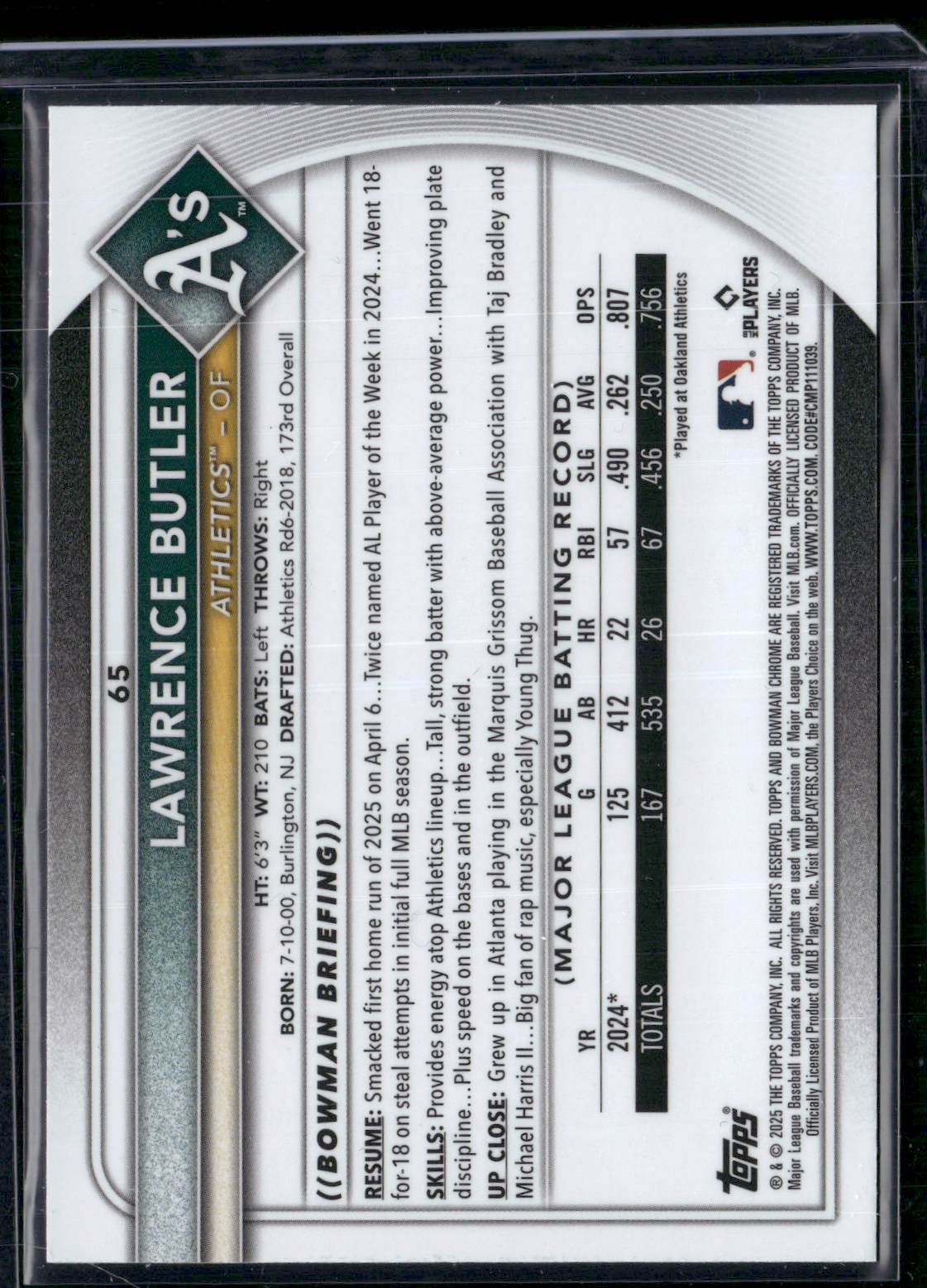2025 Bowman Chrome LAWRENCE BUTLER #65 Mega