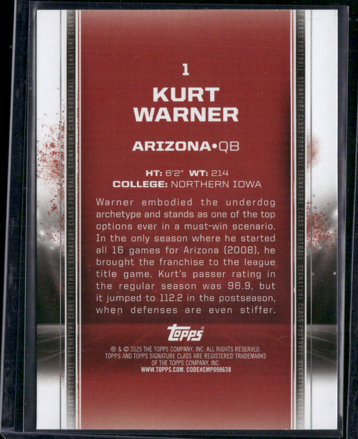 2024 Topps Signature Class KURT WARNER #1