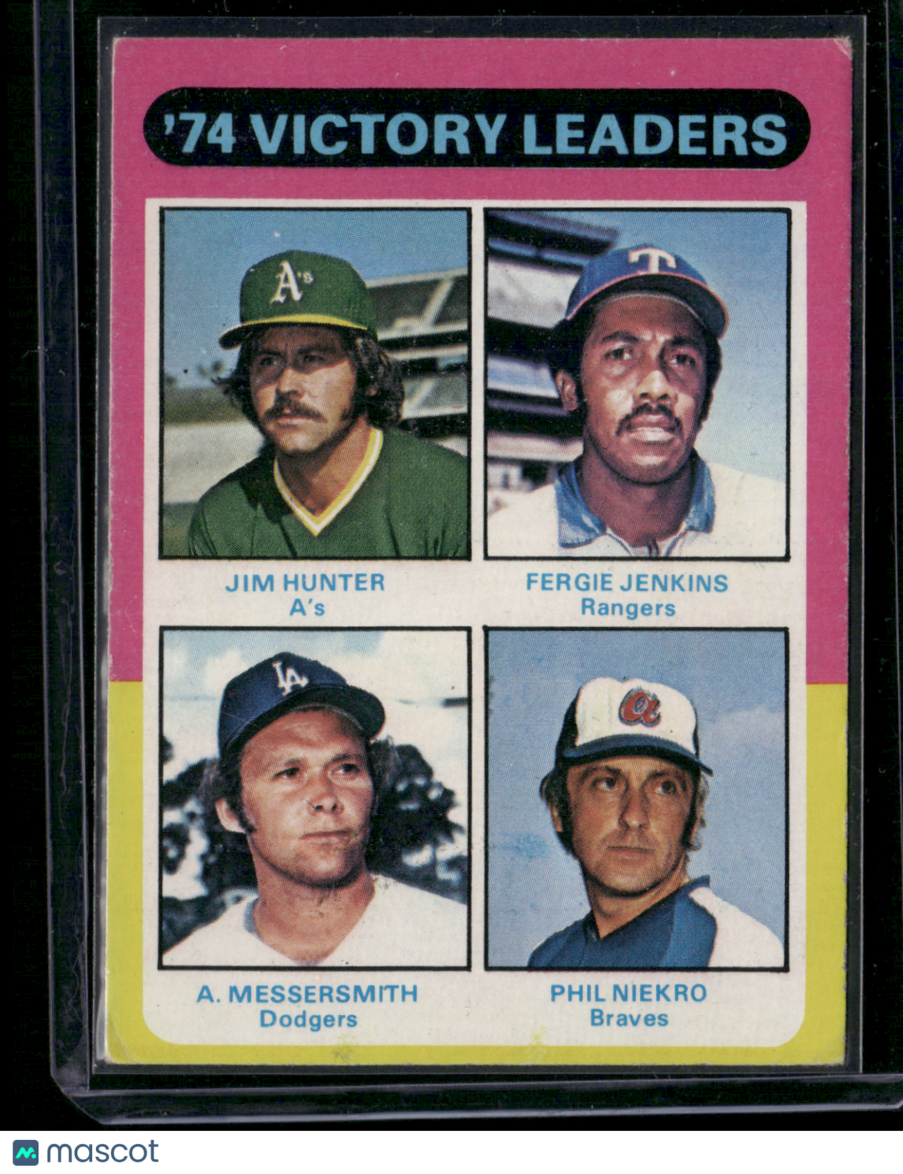 1975 Topps JIM HUNTER/JENKINS/MESSERSMITH/NIEKRO #310 74 Victory Leaders (VG)
