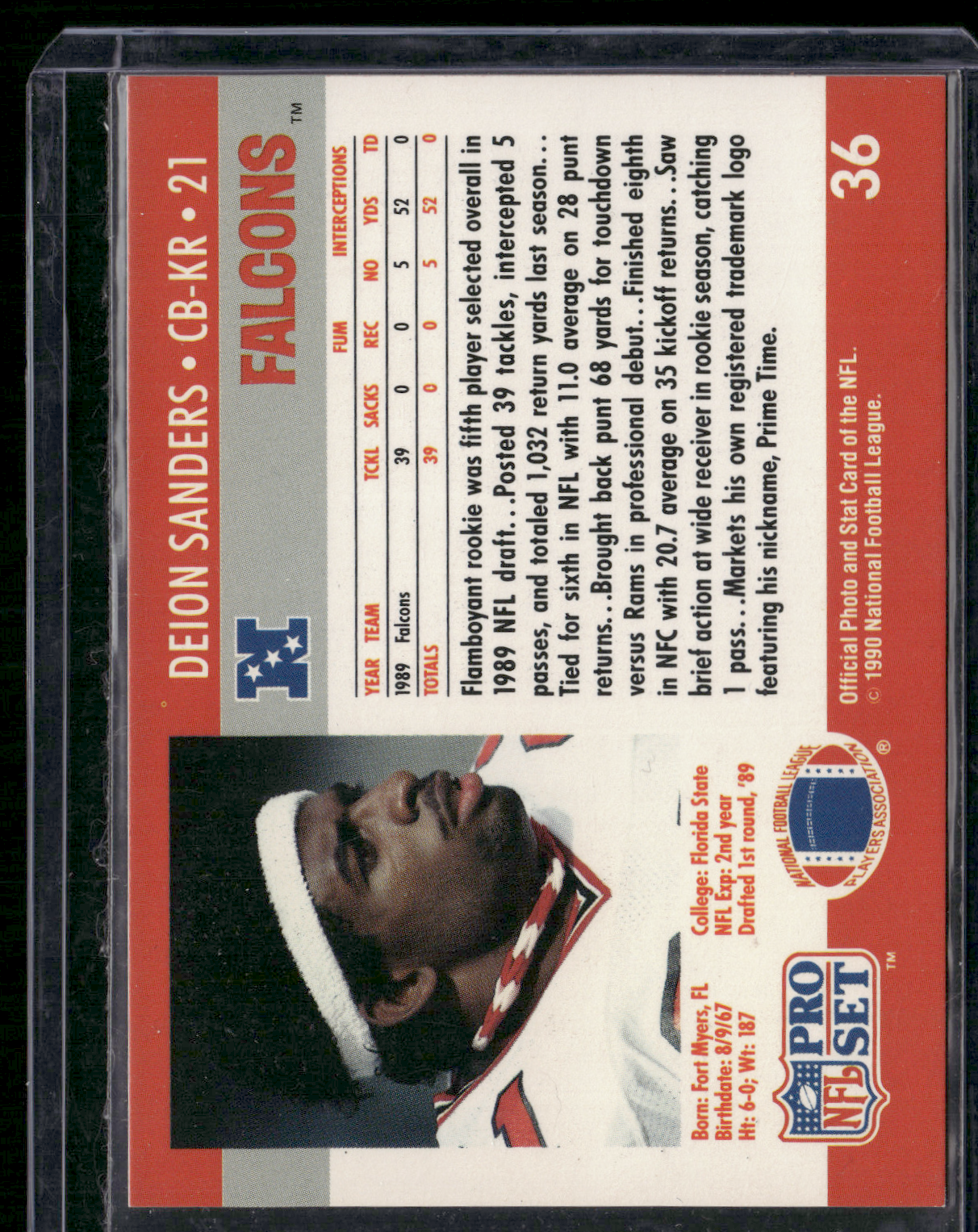 1990 Pro Set DEION SANDERS #36