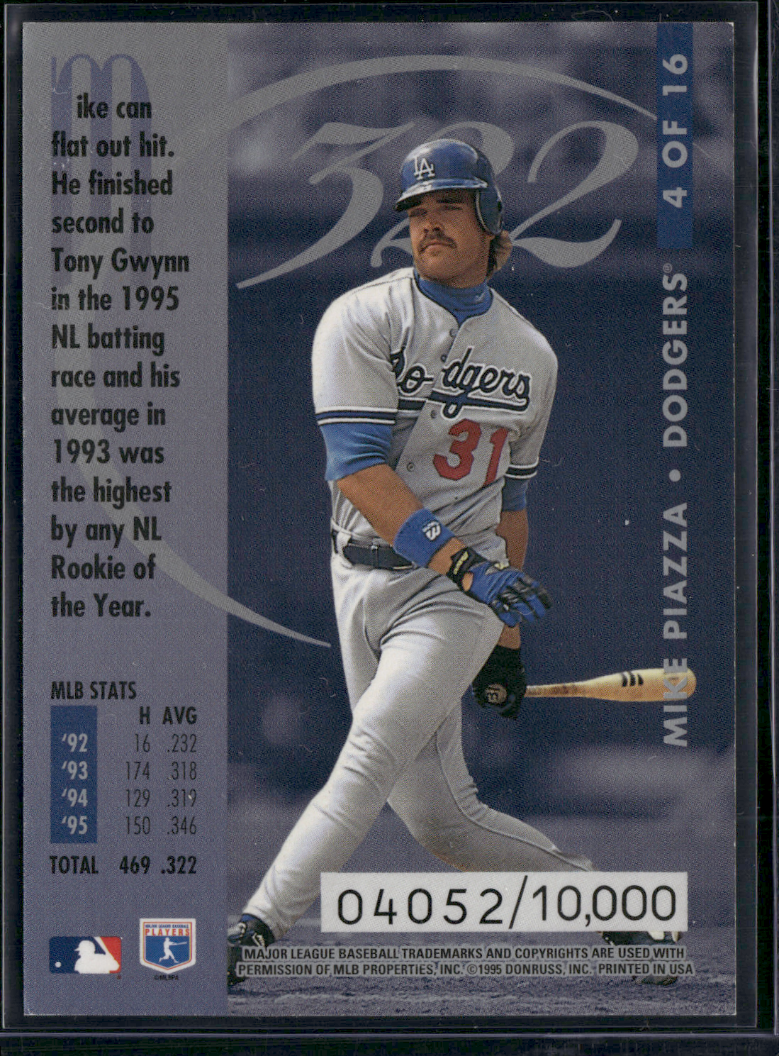 1996 Donruss MIKE PIAZZA #HL4 Hit List 4052/10000 (NM)