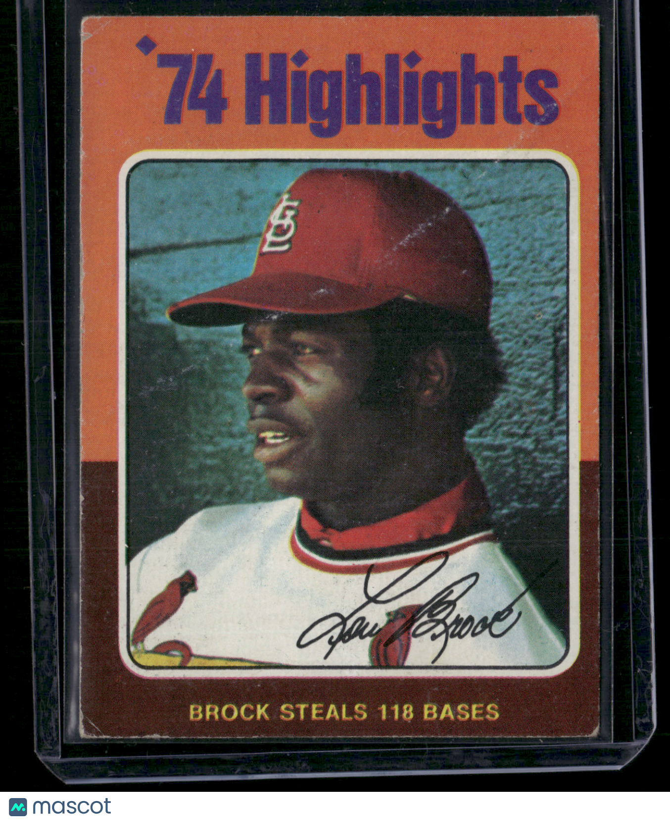 1975 Topps LOU BROCK #2 74 Highlights Ink on back Crease (Good)