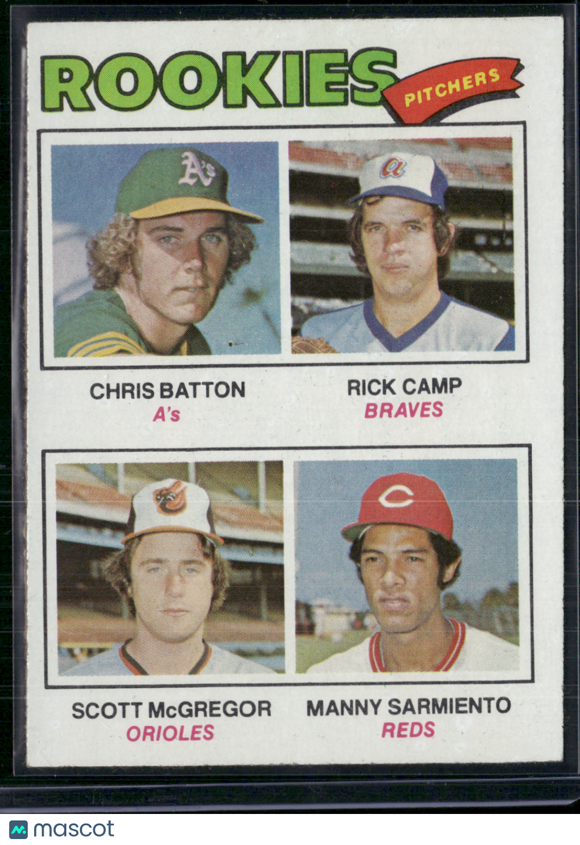 1977 Topps SCOTT MCGREGOR/BATTON/CAMP/SARMIENTO #475 1977 Rookie Pitchers (EX)