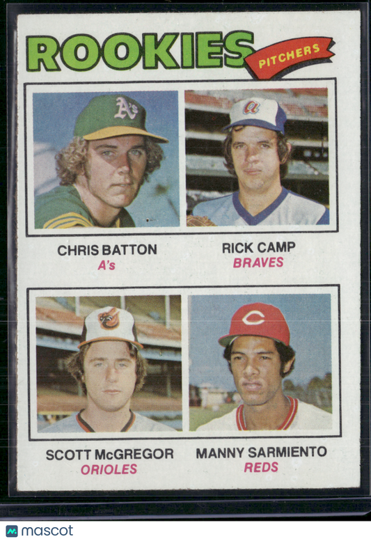1977 Topps SCOTT MCGREGOR/BATTON/CAMP/SARMIENTO #475 1977 Rookie Pitchers (EX)