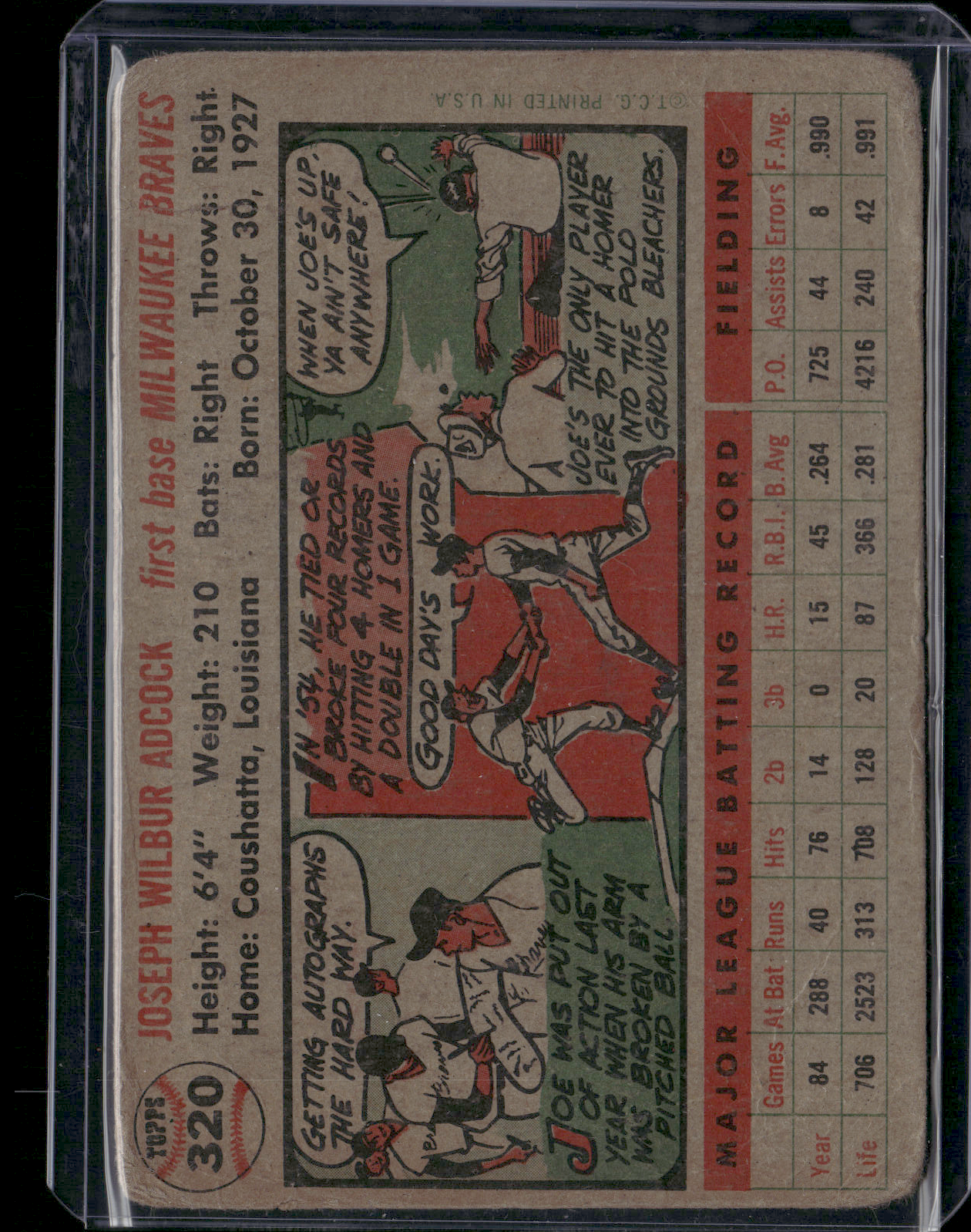 1956 Topps JOE ADCOCK #320 (Fair)