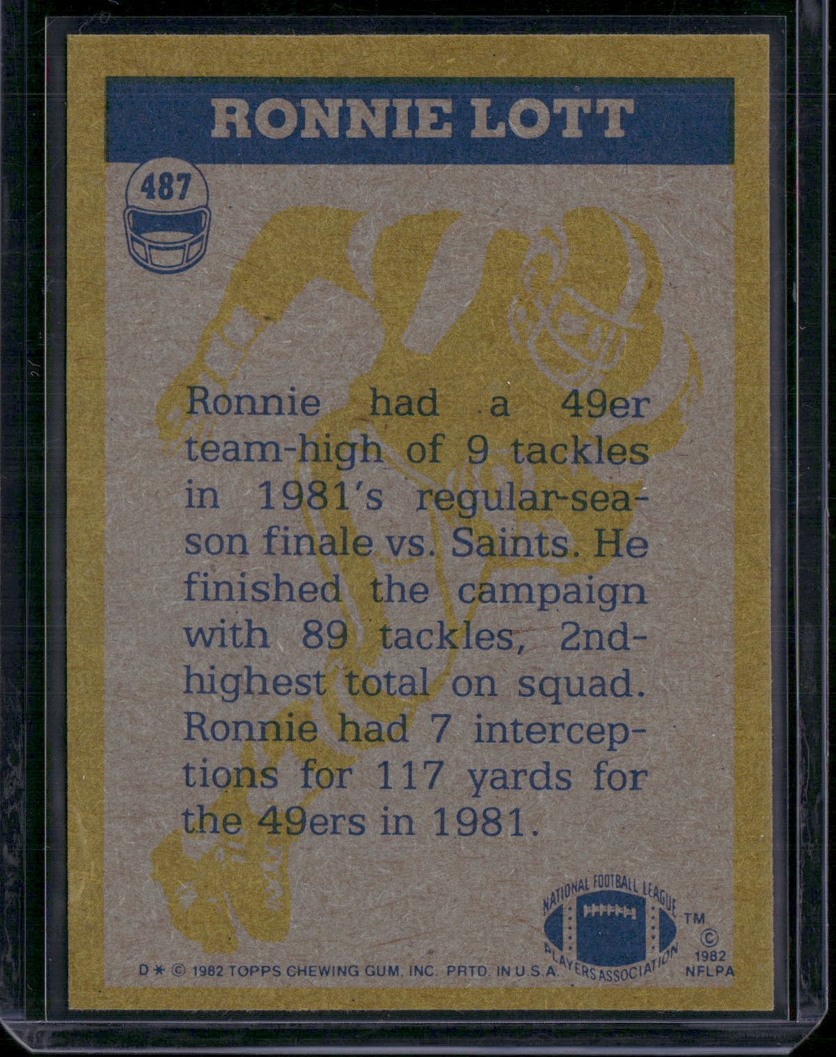 1982 Topps RONNIE LOTT #487 In Action Edge Dent (EX)