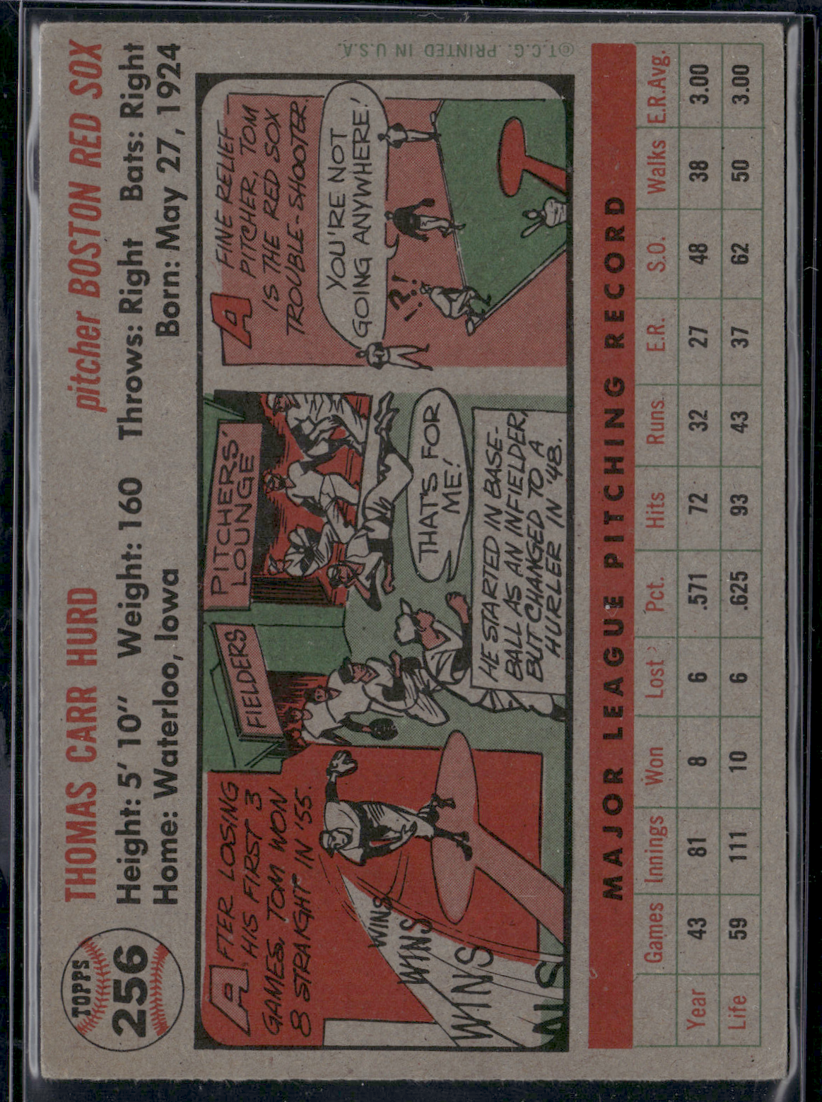 1956 Topps TOM HURD #256