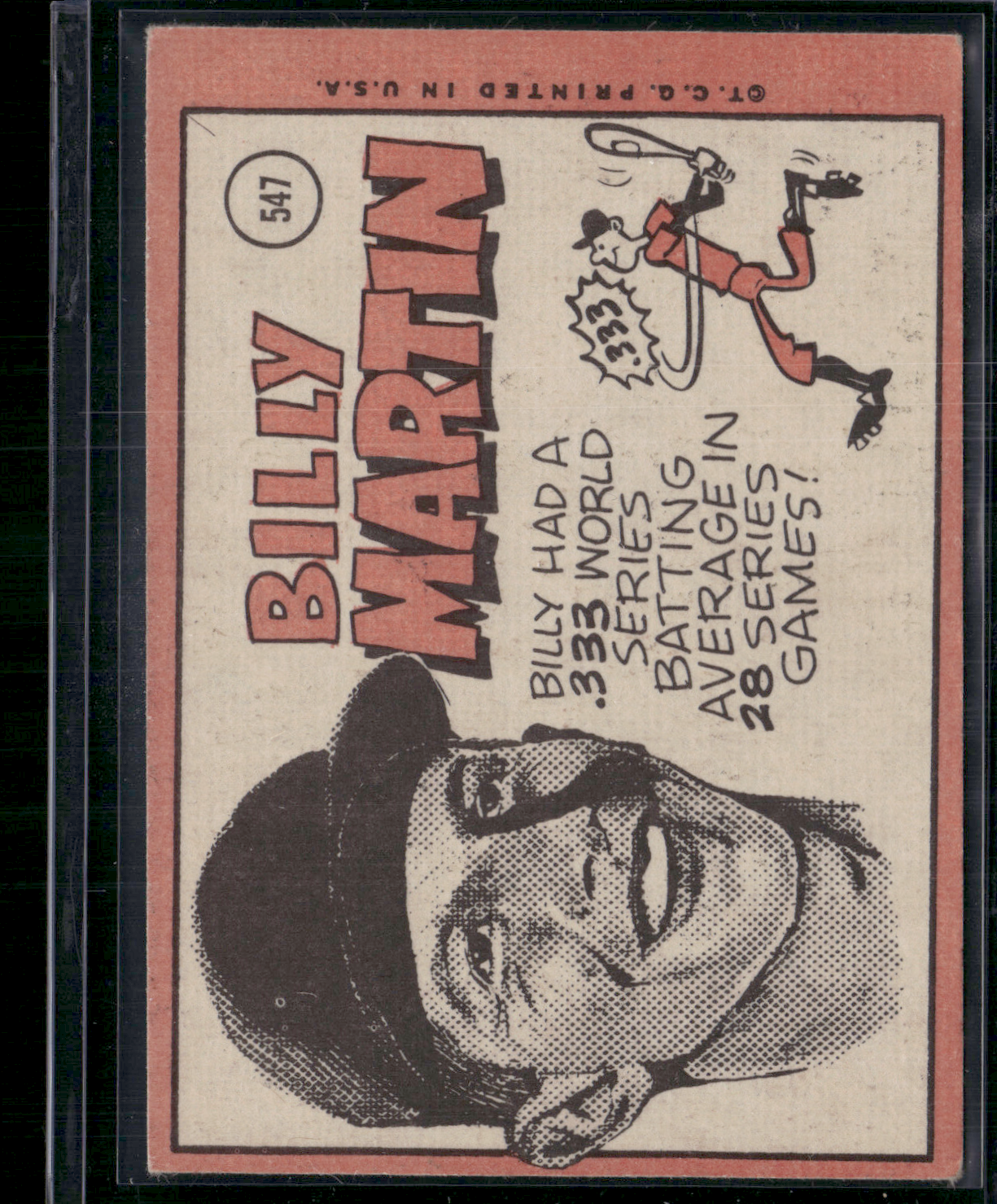 1969 Topps BILLY MARTIN #547 (VG)