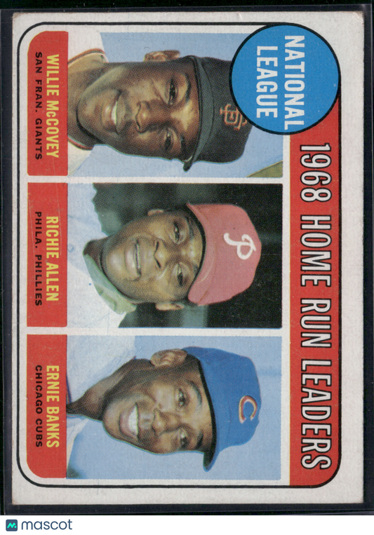 1969 Topps 1968 NL HR LEADERS #8 - WILLIE MCCOVEY/RICHIE ALLEN/ERNIE BANKS