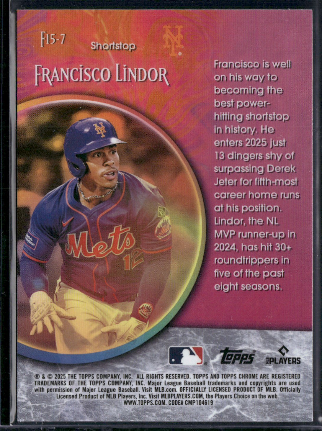 2025 Topps Chrome FRANCISCO LINDOR #F15-7 Fortune 15
