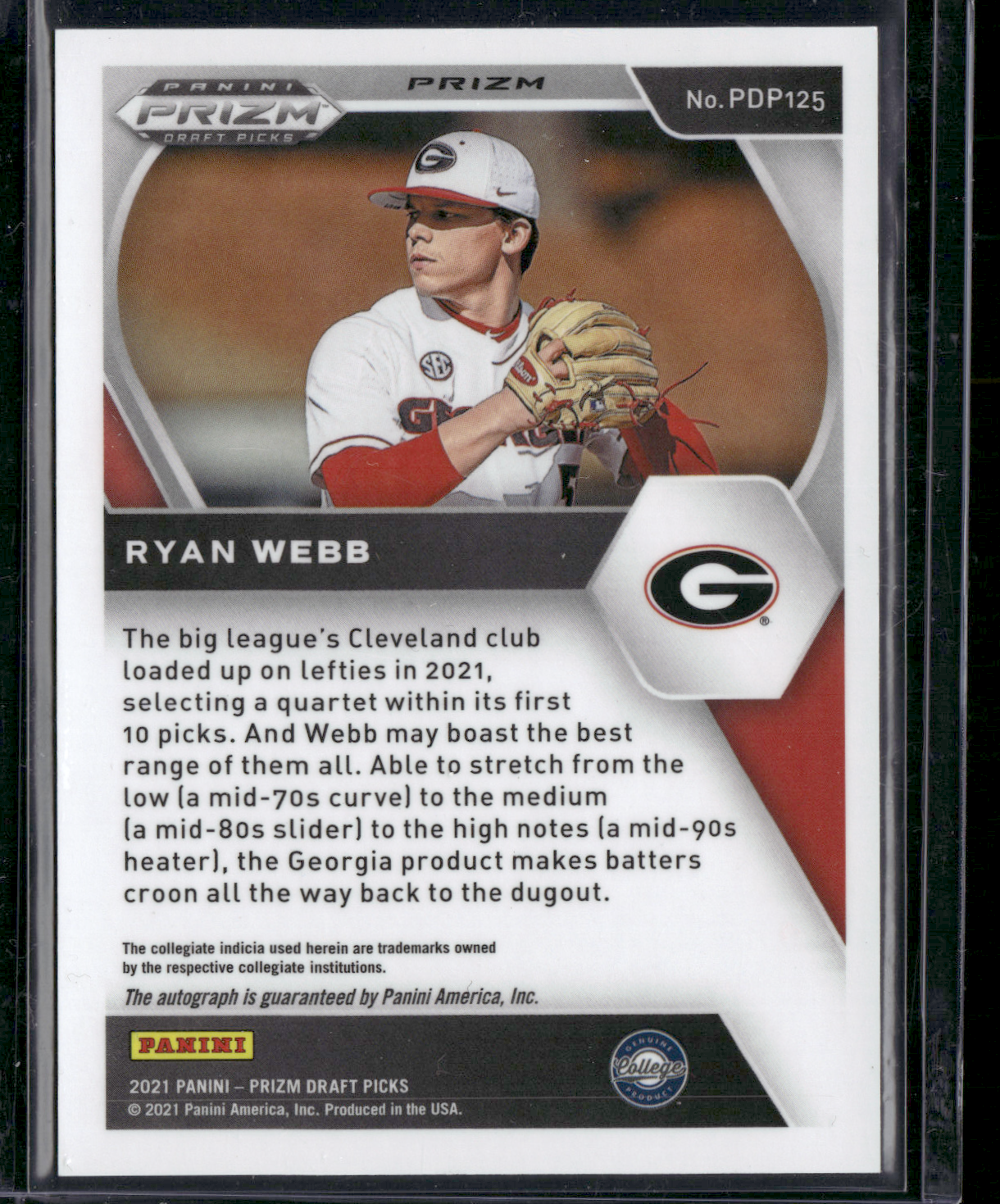 2021 Prizm Draft Picks RYAN WEBB #PDP-125 Silver Prizm Auto (NM)