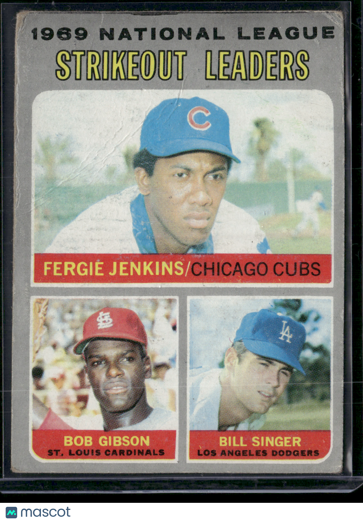 1970 Topps BOB GIBSON/JENKINS/SINGER #71 1969 NL Strikeout Leaders (VG/EX-EX)