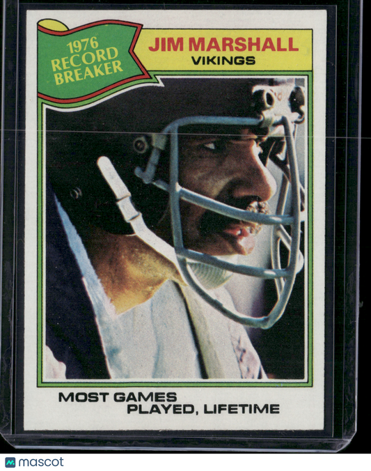1977 Topps JIM MARSHALL #452 1976 Record Breaker (EX/MT-NM)