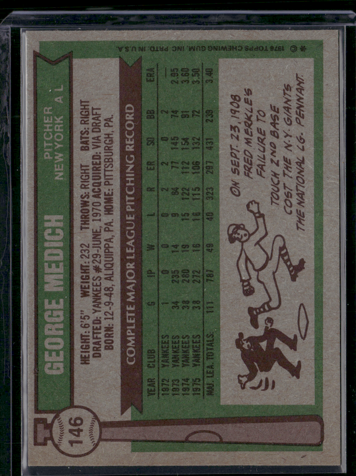 1976 Topps GEORGE MEDICH #146 (EX)
