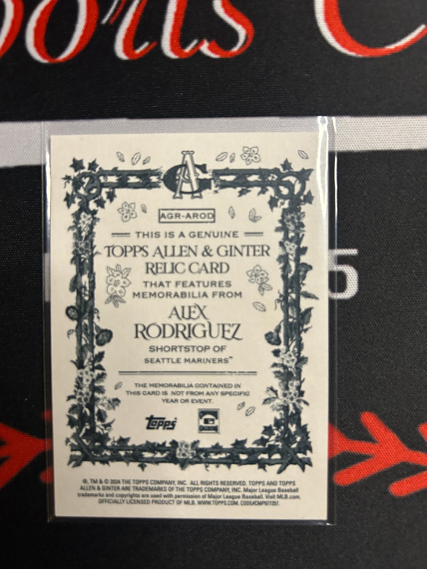 2024 Allen & Ginter ALEX RODRIGUEZ #AGR-AROD Relic