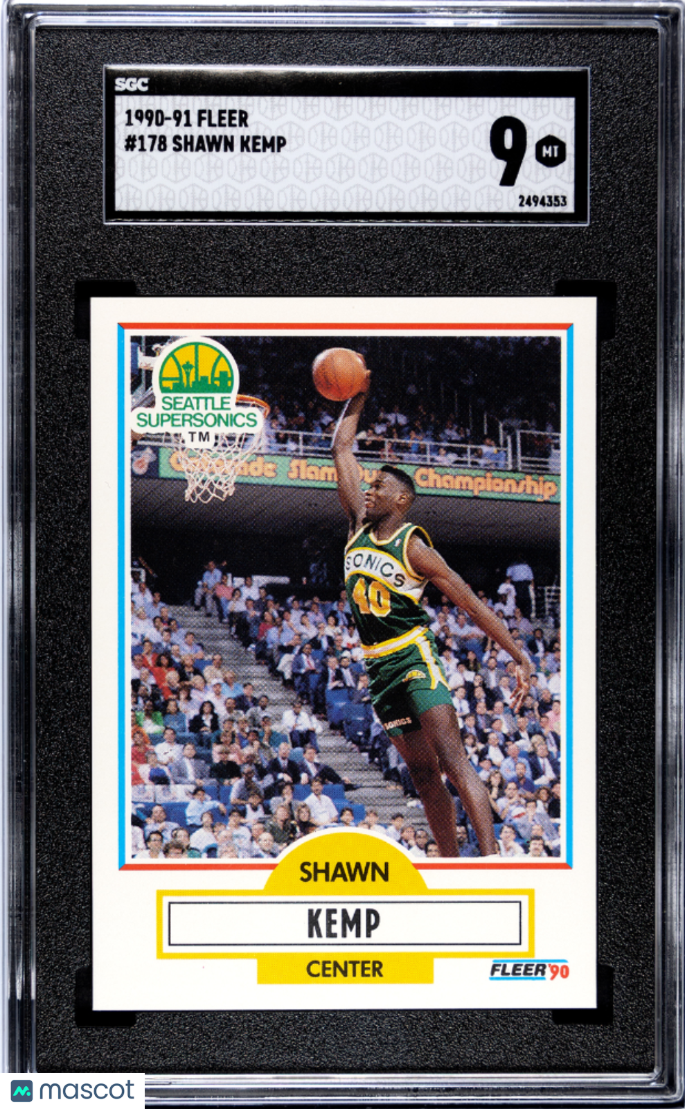 1990 Fleer Shawn Kemp #178 SGC 9