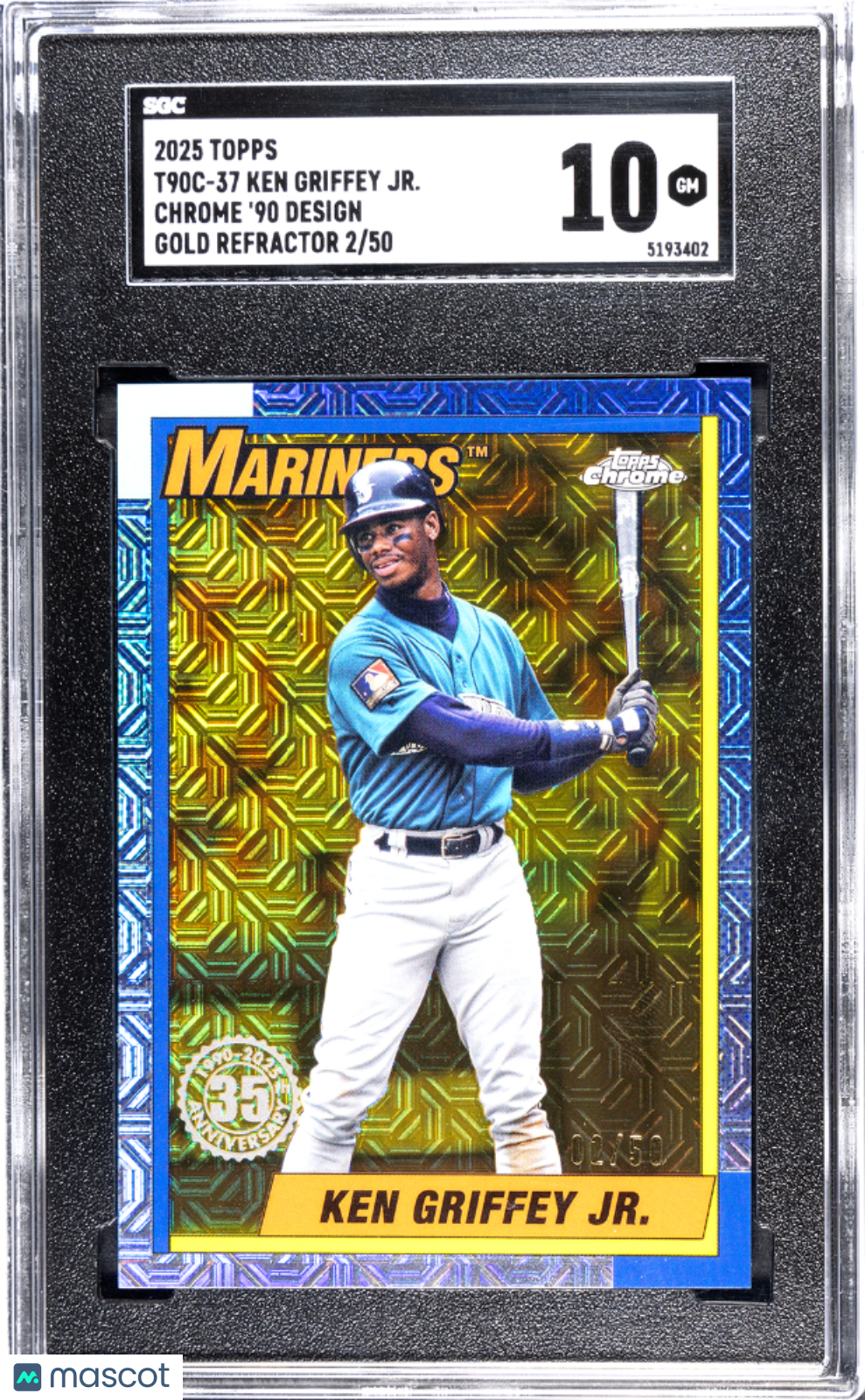 2025 Topps KEN GRIFFEY JR. #T90C-37 Chrome '90 Gold Refractor SGC 10  2/50 SSP