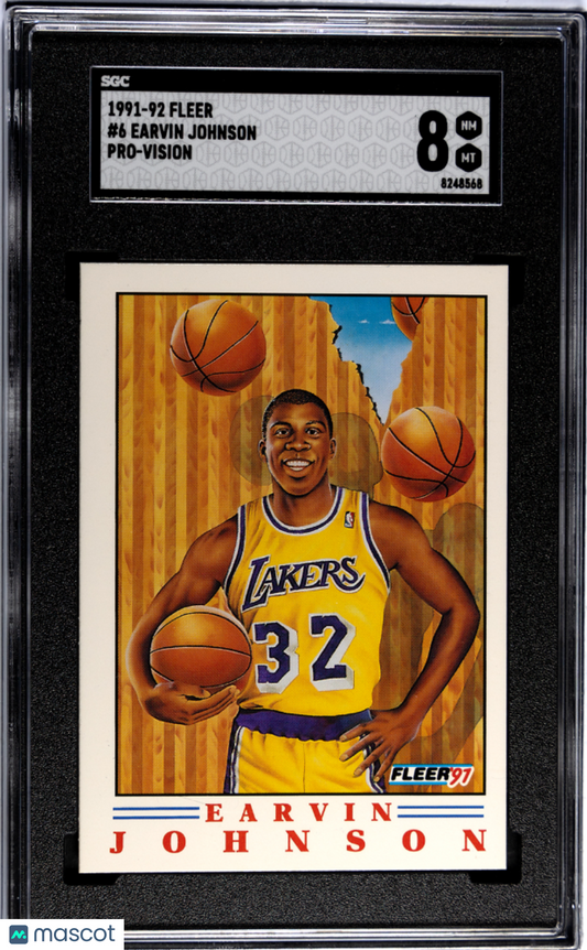1991 Fleer EARVIN "MAGIC" JOHNSON #6 Pro Vision SGC 8
