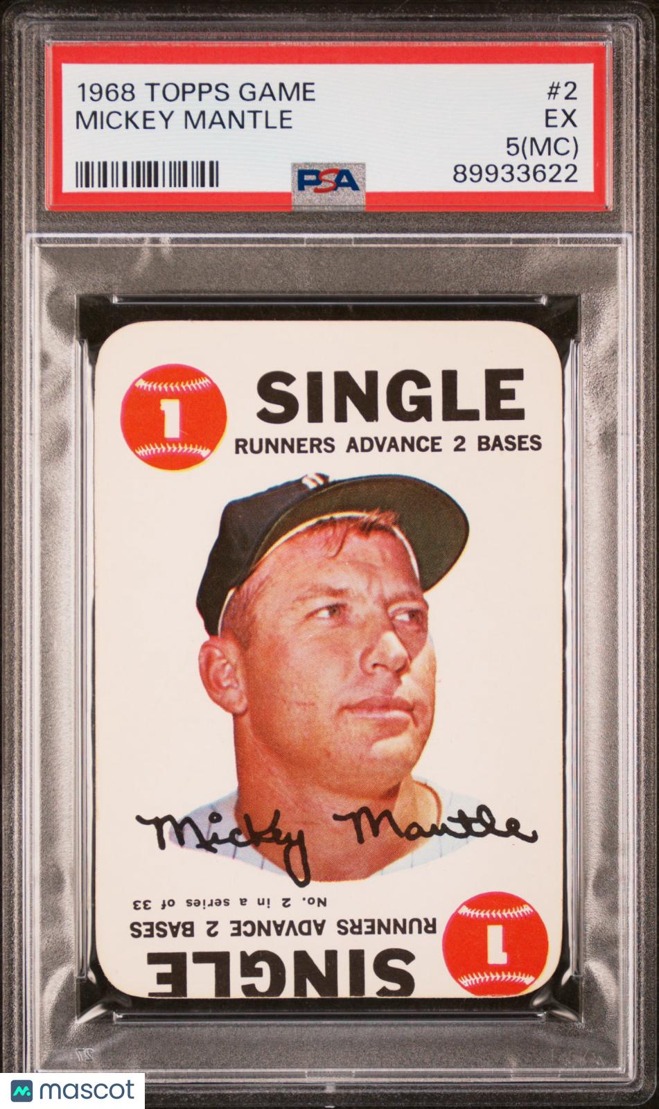 1968 Topps Game Mickey Mantle #2 MC PSA 5
