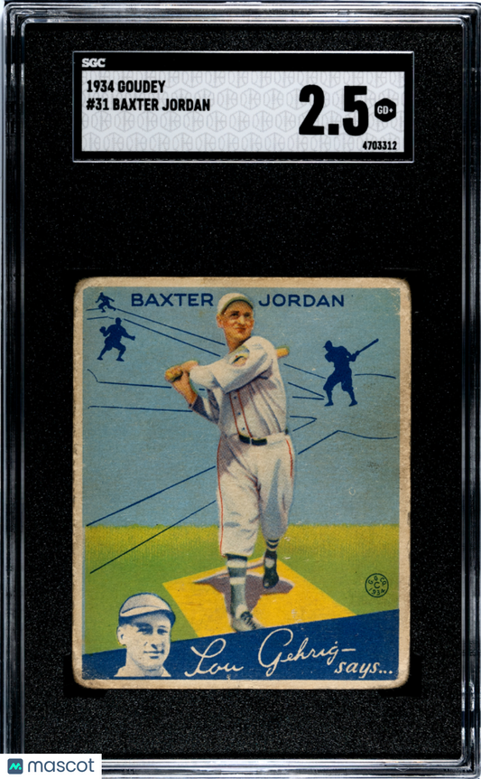 1934 Goudey BAXTER JORDAN #31 SGC 2.5