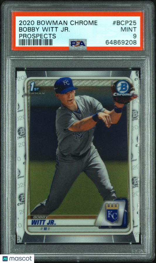 2020 Bowman Chrome Prospects BOBBY WITT JR. #BCP25 PSA 9 1ST BOWMAN