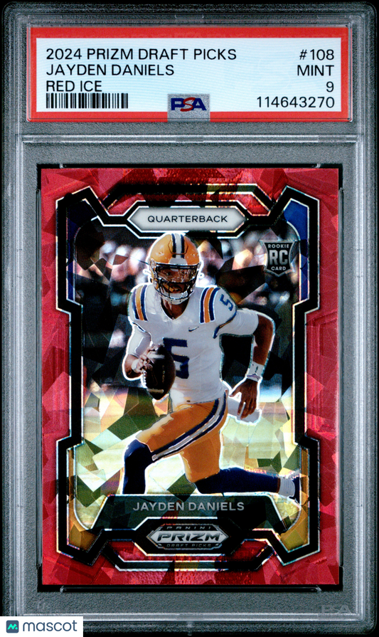 2024 Panini Prizm Draft Picks JAYDEN DANIELS #108 Red Ice PSA 9 Rookie RC