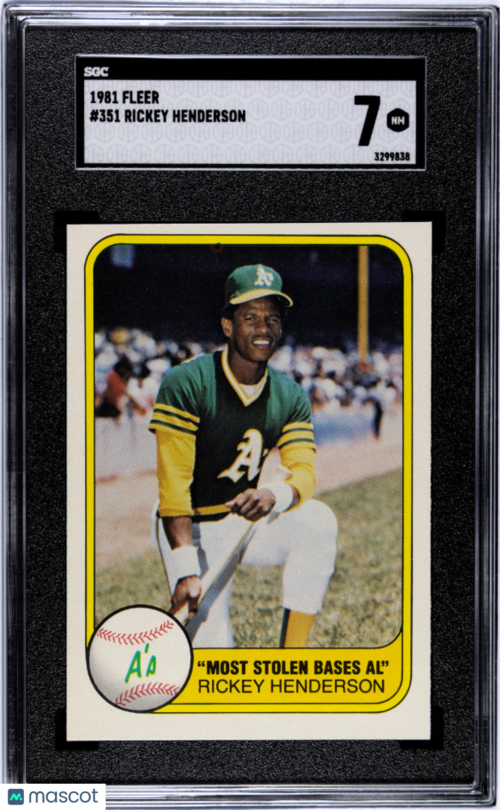 1981 Fleer Rickey Henderson #351 SGC 7